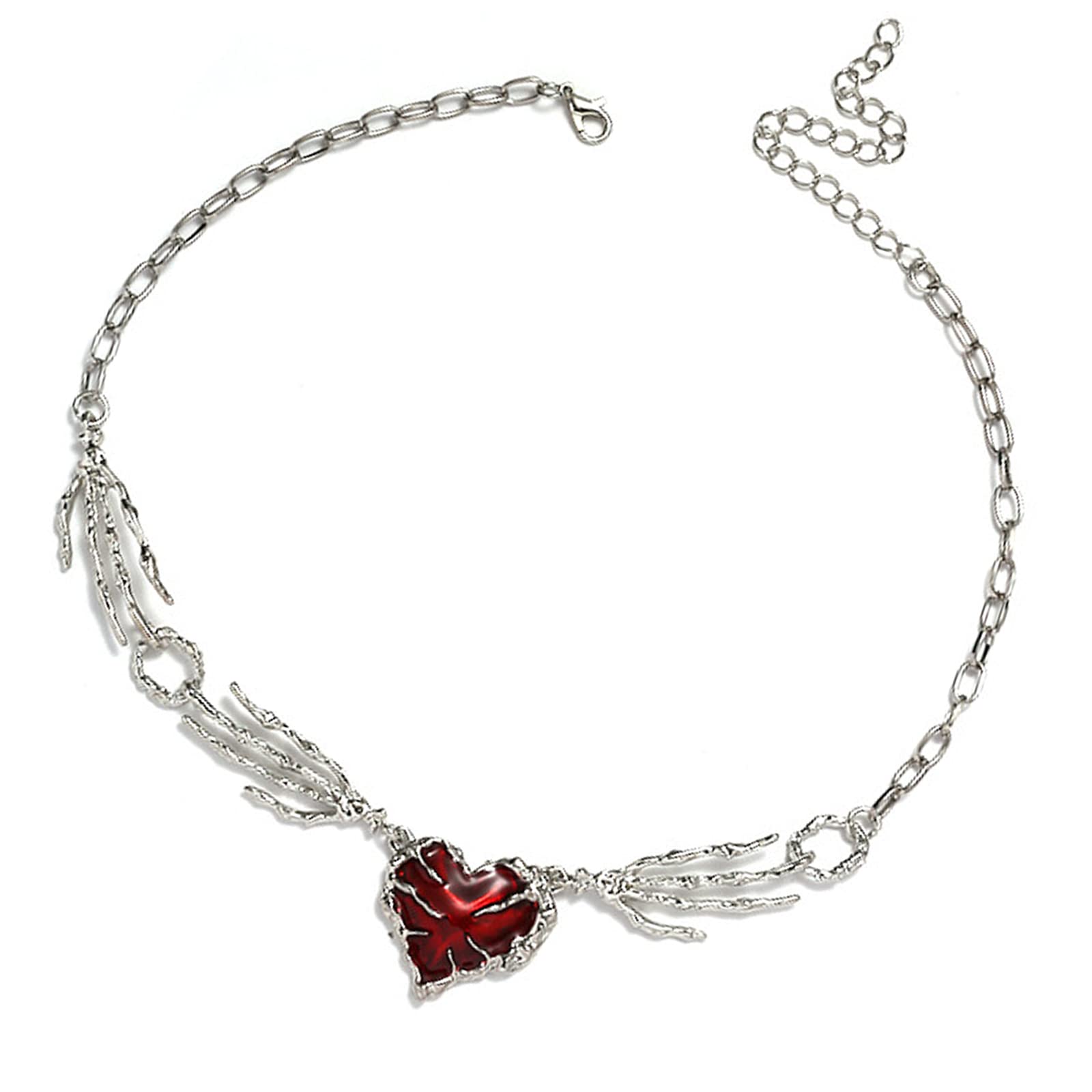 JUAEYIDDS Punk Love Necklace Love Choker Necklace Jewellery Love Clavicle Chain Hip Hop Love Necklace Red Heart Necklace Gothic Heart Collar Necklace for Women and Teenagers Girls,Halloween Zinc