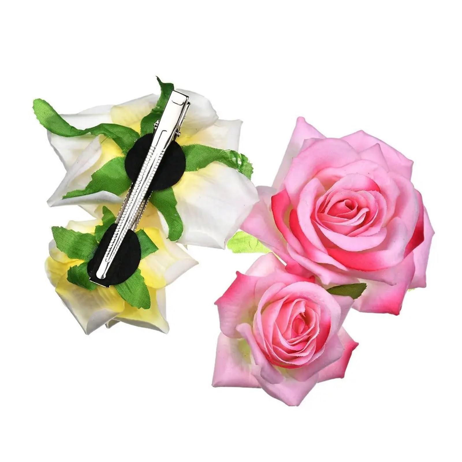 Flores Pelo 3 Piezas de Broche de Horquilla con Forma de Rosa for Novia, Accesorios for Fiesta de Dama de Honor y Boda, Pinza for el Cabello(Pink)