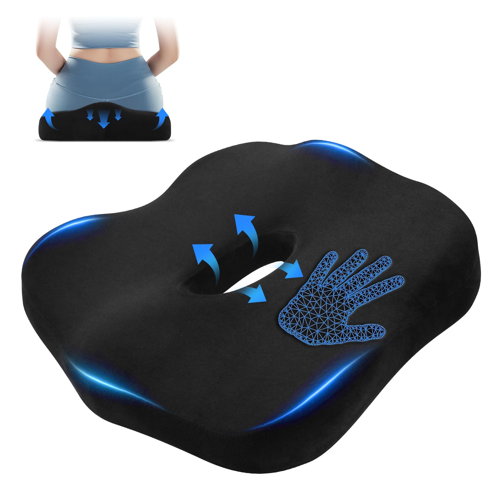 relaxonthego Truck Seat Cushion, Car Seat Cushion for Driver, Memory Foam Heightening Seat Cushion, Seat Cushion for Office Chair, Tailbone Pain Relief Cushion for Long time Driving