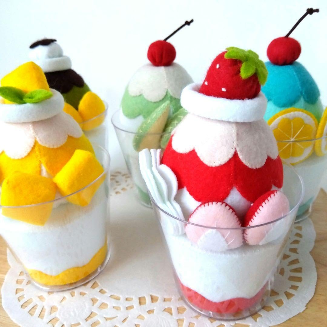 Amazon.co.jp: フェルトままごと おままごと かき氷 いちご 抹茶
