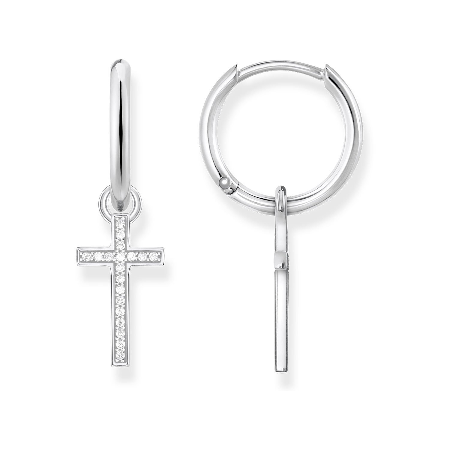 Thomas Sabo Orecchini a cerchio da donna in argento Sterling 925 con zirconi blu, dimensioni: 31 x 9 mm, CR684-166-1, 31x9 mm, Argento sterling, Zirconia cubica 1