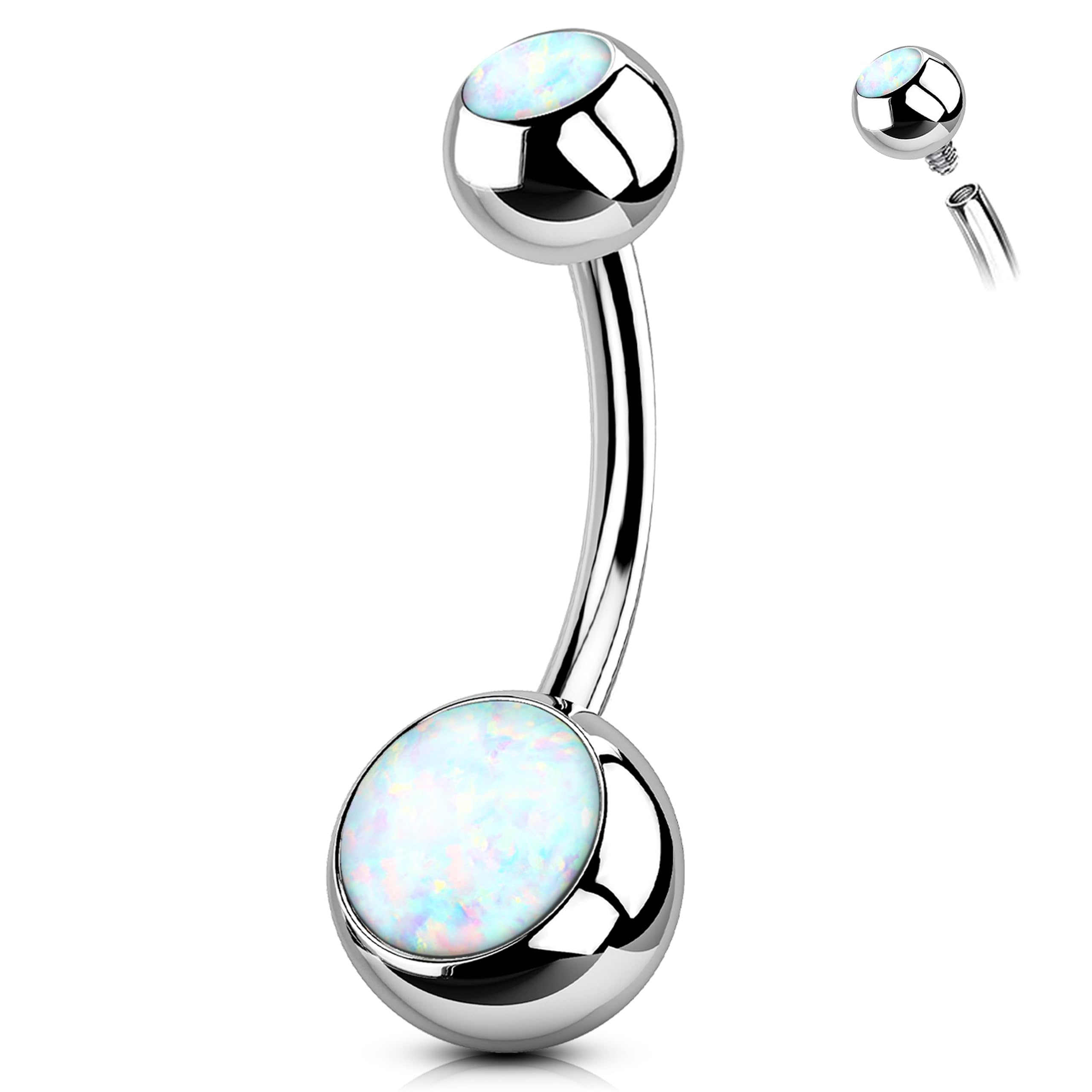Melighting G23 - Piercing para ombligo de titanio de 14 G, ópalo con rosca interna, anillo de ombligo de 10 mm/12 mm/14 mm/16 mm, piercing para ombligo, joyería para mujeres y niñas