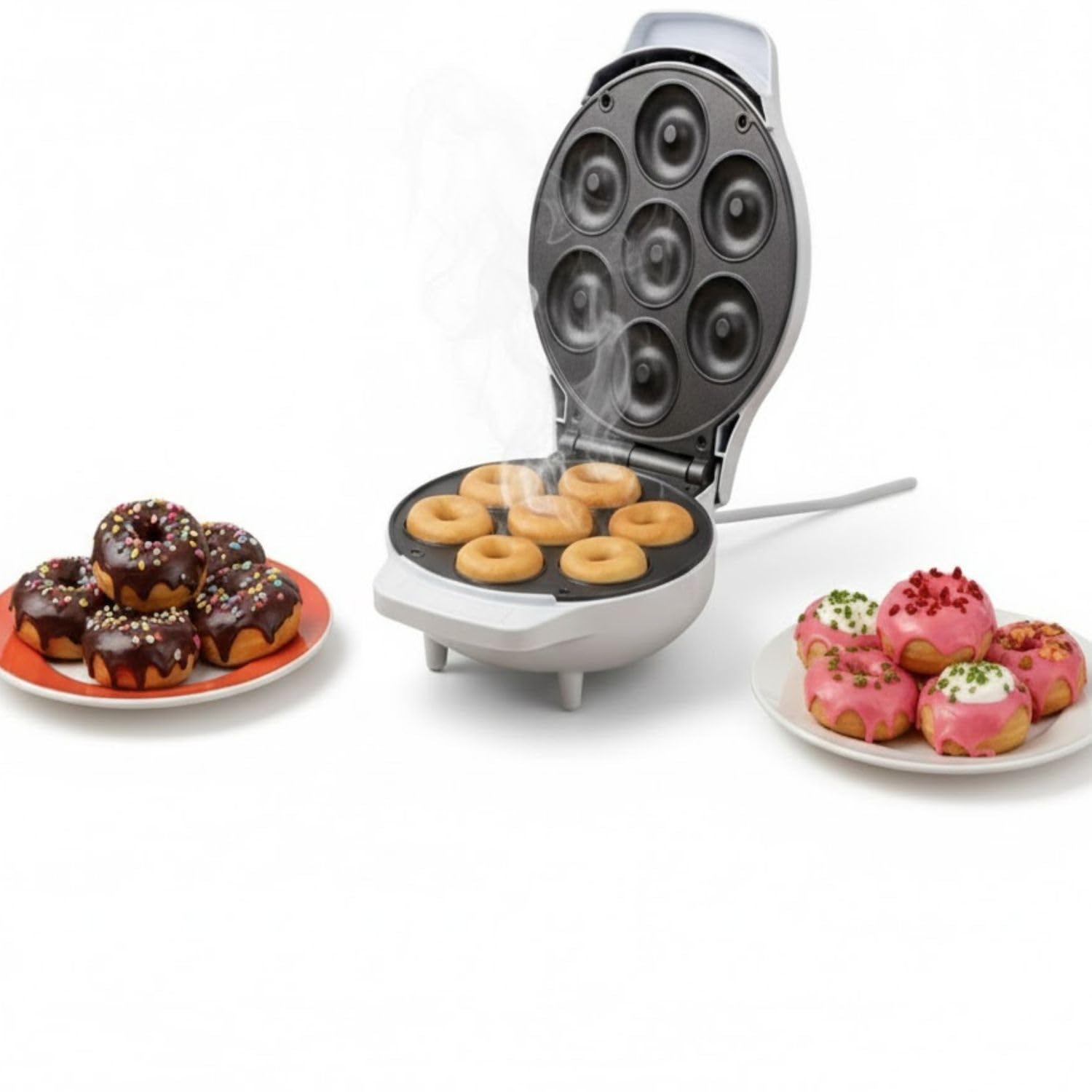 NOVA Electric Donut Maker NT-185DMT | 7 Mini Doughnuts in Minutes | 800-1000W Non-Stick Donut Machine with Cool-Touch Housing, Indicator Lights & Easy Clean Plates –Homemade Snacks & Desserts"