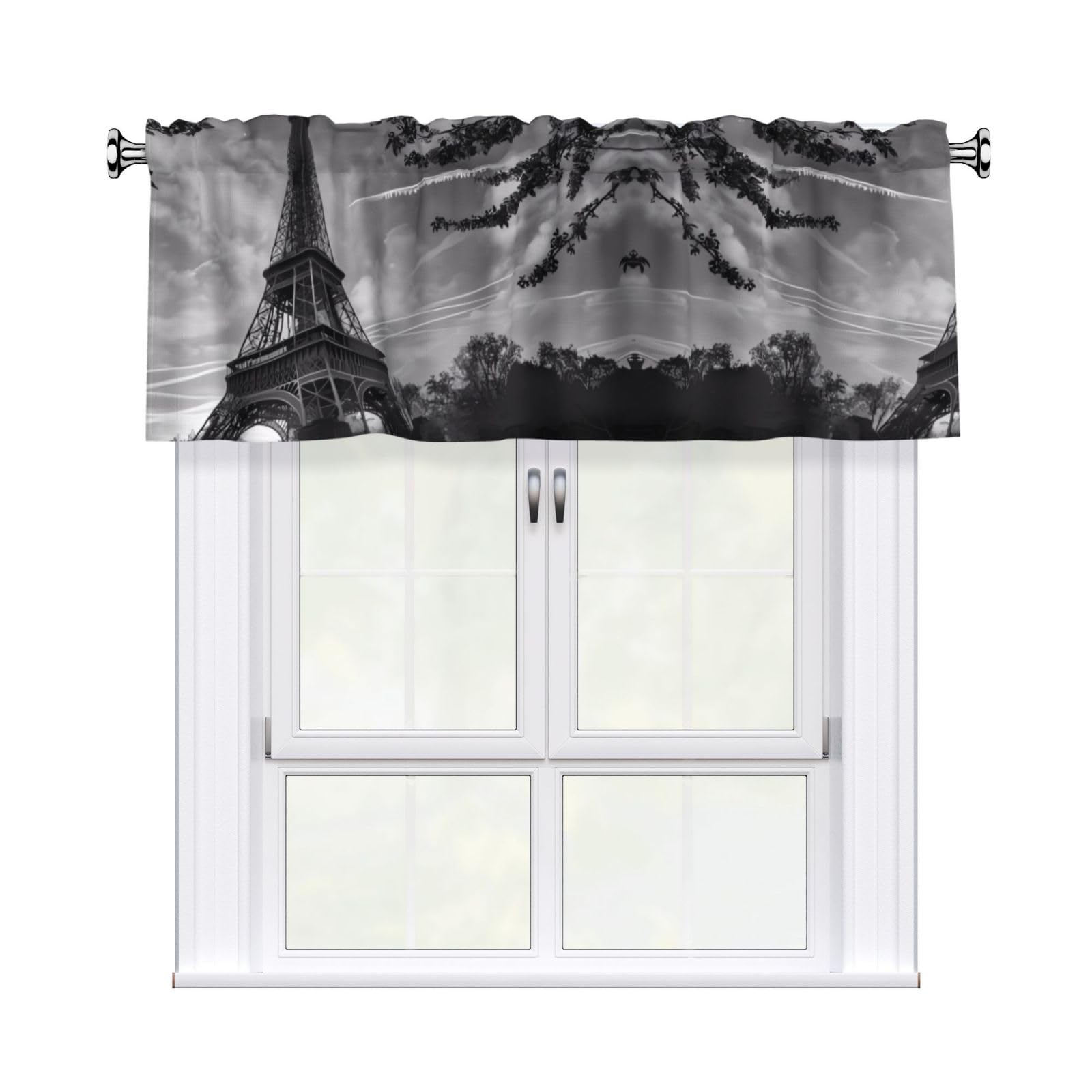 WHJSSF Eiffel Tower Pattern Prints Housewarming Gift – Peach Skin Window Valance 54x18 for a Cozy Kitchen Refresh