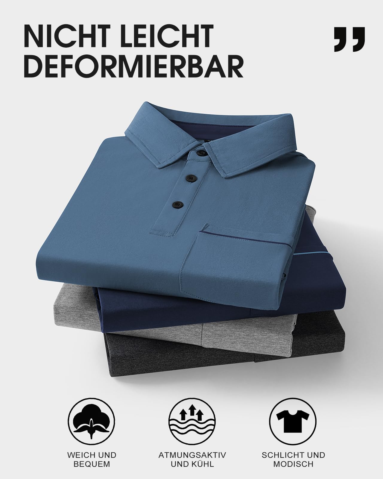 HMIYA Poloshirt Herren Kurzarm T-Shirts mit Tasche Polo Klassisches Sommer