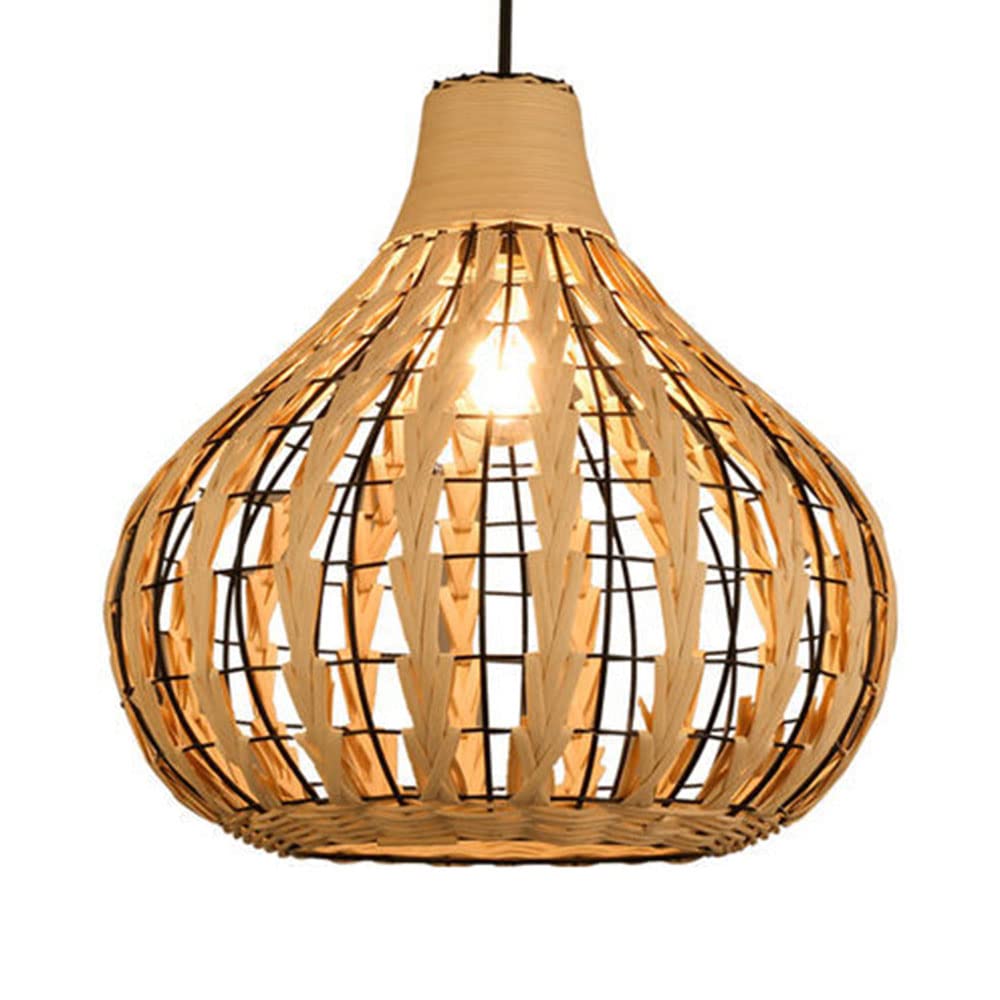 LYMSXAZOU Retro Rattan Chandelier artificial Weaving Hanging Lamp Round Pastoral Pendant Lights Natural Ceiling Chandeliers Home Decoration Lighting Fixture For Farmhouse Dining Room Kitchen