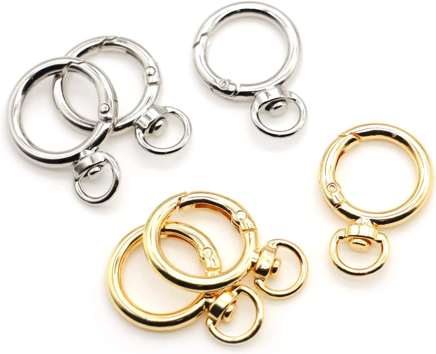 40 pcs Round Spring Snap Hooks Swivel Ring, Eyelet O Rings Buckles Clips Trigger Keyring Buckle for Bags Purses Keychain DIY Accessory (Silver and Gold) - Image 4