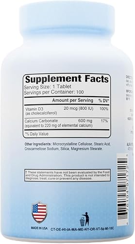Miniatura 2 de ALFA Vitamins Suplemento dietético de calcio de 600 mg + D3, promueve huesos saludables, dientes sanos, corazón saludable, sistema nervioso