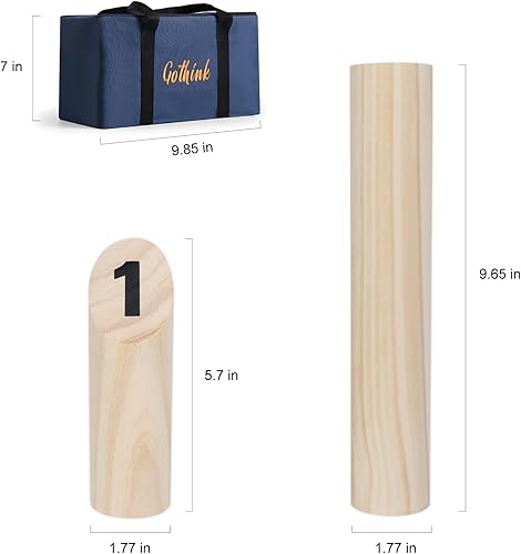 Miniatura 2 de GOTHINK Kubb Yard Juego de juego  Divertidos e interactivos juegos familiares al aire libre para adultos y niños, bloques duraderos con bolsa de