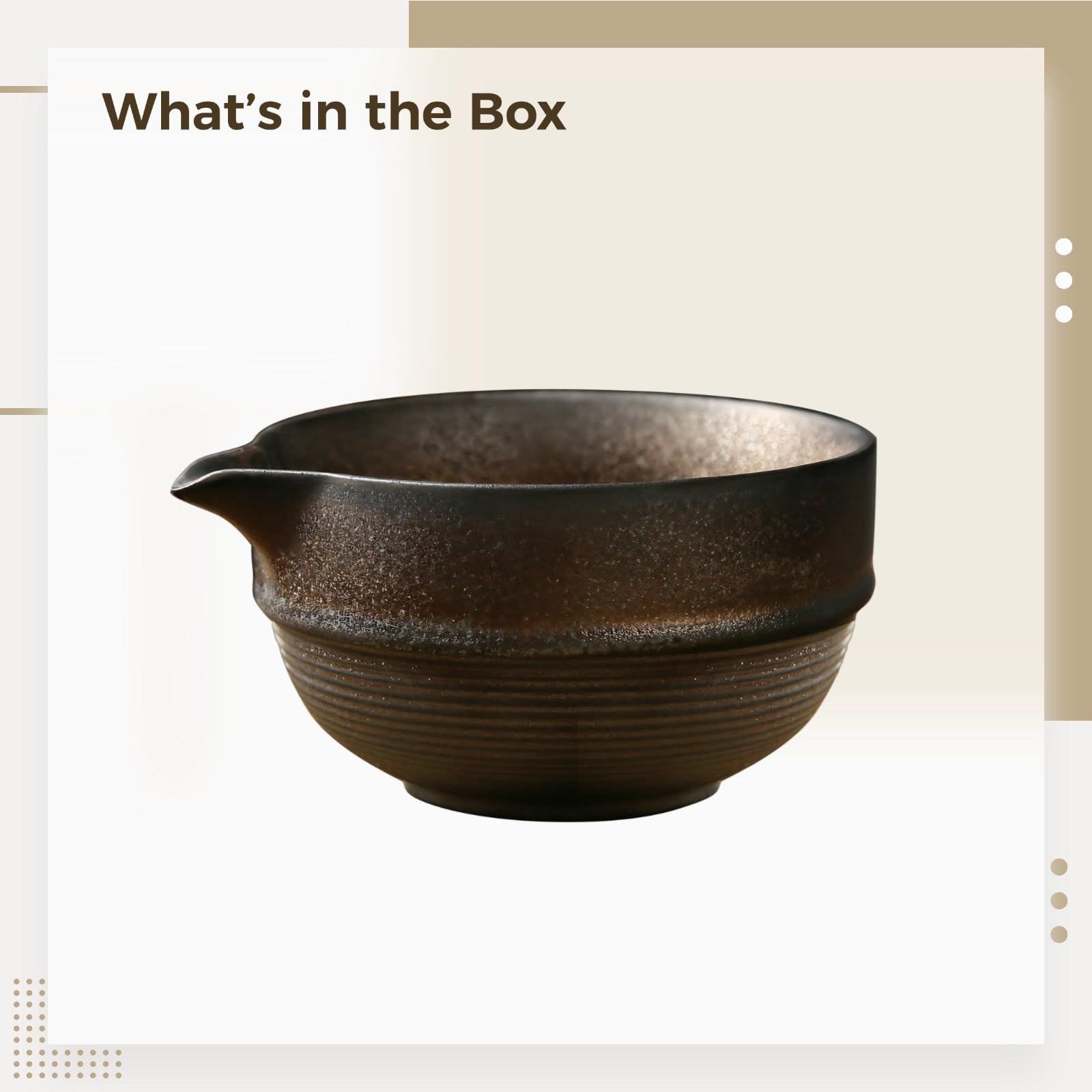 LUMINFLY Japanese Matcha Ceremony Bowl Set, Ceramic Tea Whisking Bowl with Ripple Finish, Handcrafted Stoneware Chawan for Green Tea Preparation