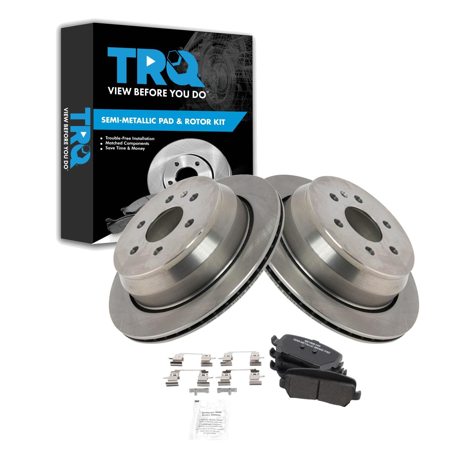 TRQ Rear Brake Pad and Rotor Set Semi Metallic