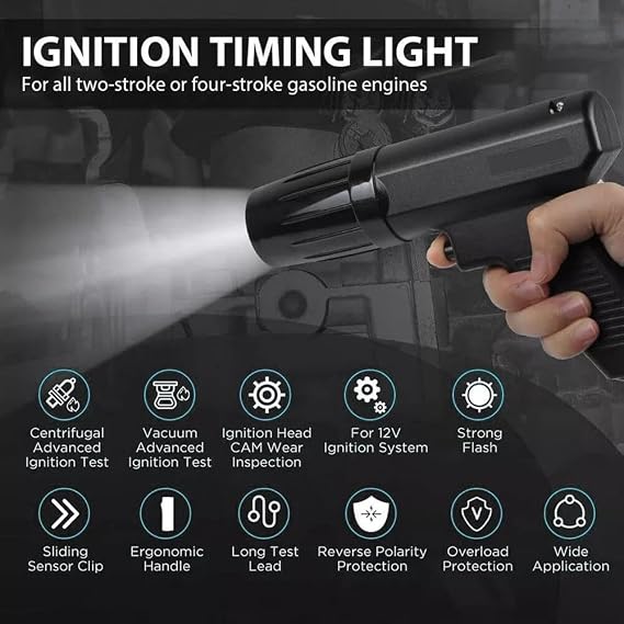 Timing Light Automotive 12V Engine Inductive Ignition Timing Light Gun Strong Flash Timing Lights for 2&4 Stroke Petrol Engine with 10FT Test Lead,Reverse Polarity Protection for Car Motorcycle Marine