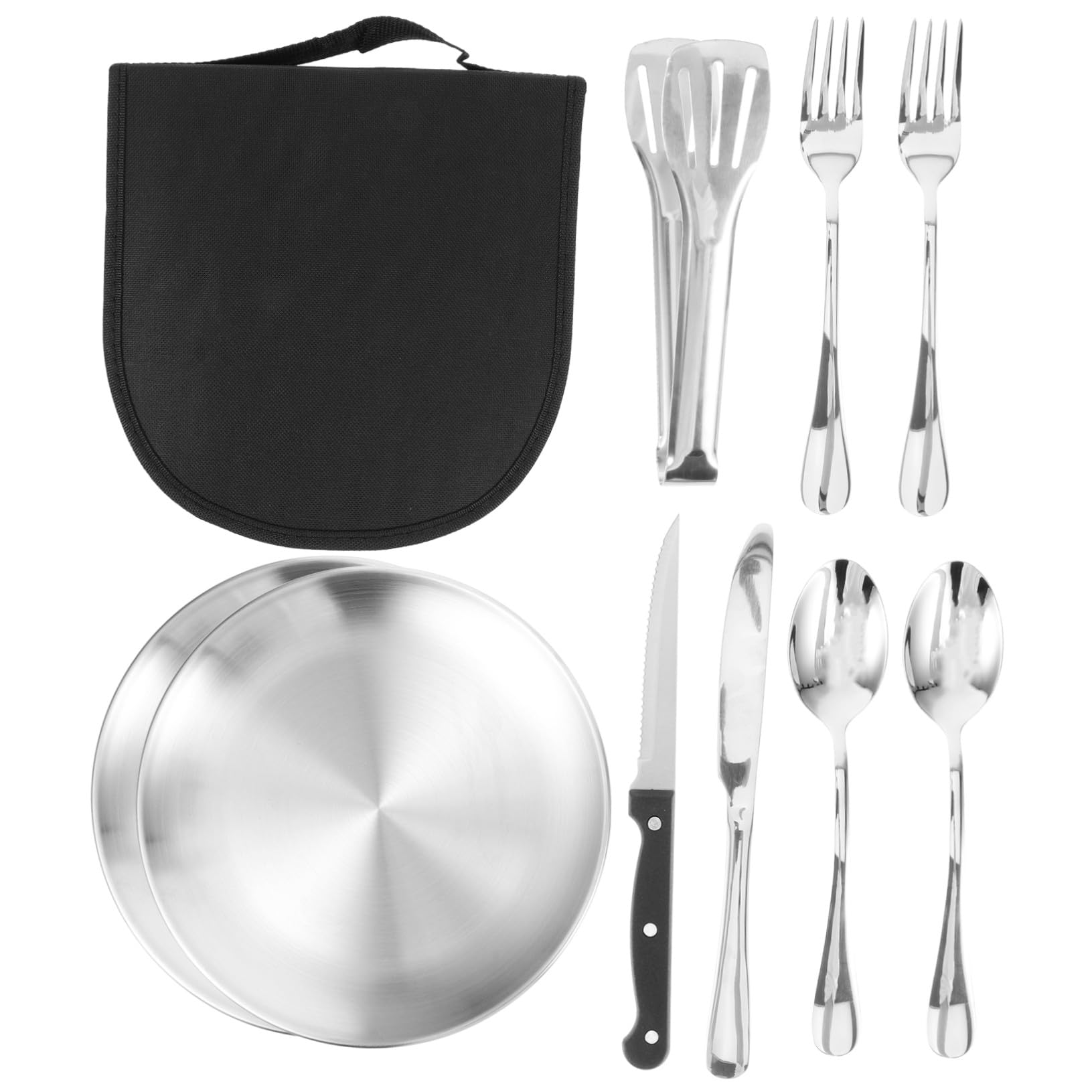 GALPADA Vajilla para Exterior de Acero Inoxidable Utensilios de Camping Reutilizables Estuche para Picnic y Camping Incluye de Cubiertos Portátiles