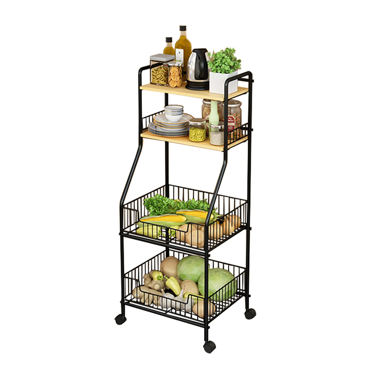 Carro de cocina de 4 niveles JATIBOSH con malla transpirable para especias