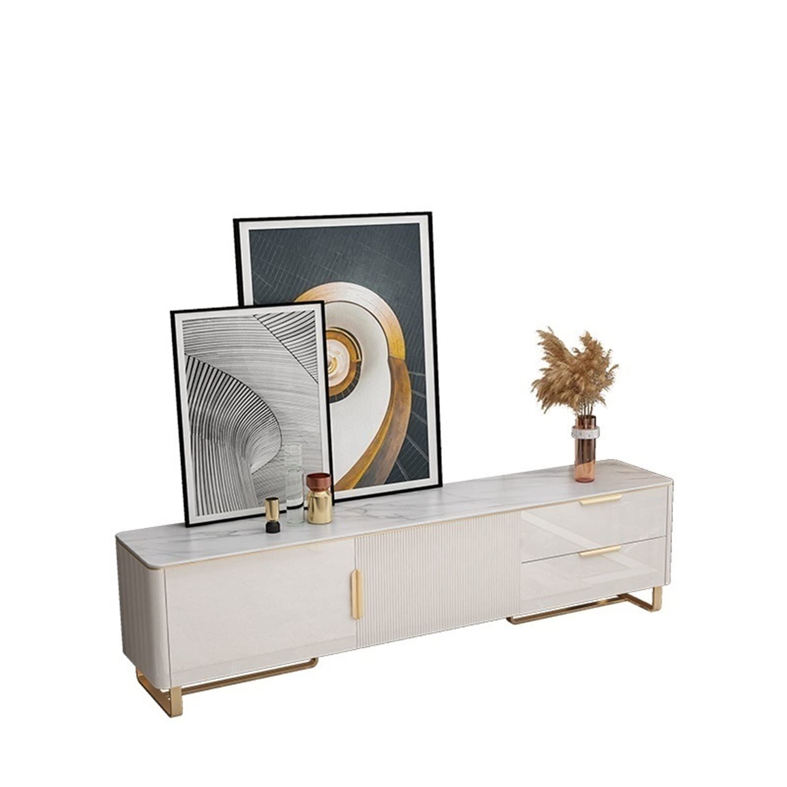 MABIBI tv shelf stand Custom TV Cabinet Coffee Table Combination Light Luxury Living Room Luxury Bedroom High White Painted Slate TV Cabinet