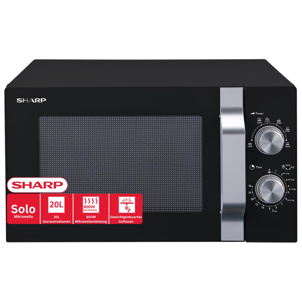 SHARP R204WA MICROONDE, potenza microonde 800 W, capacità 20 l, 6