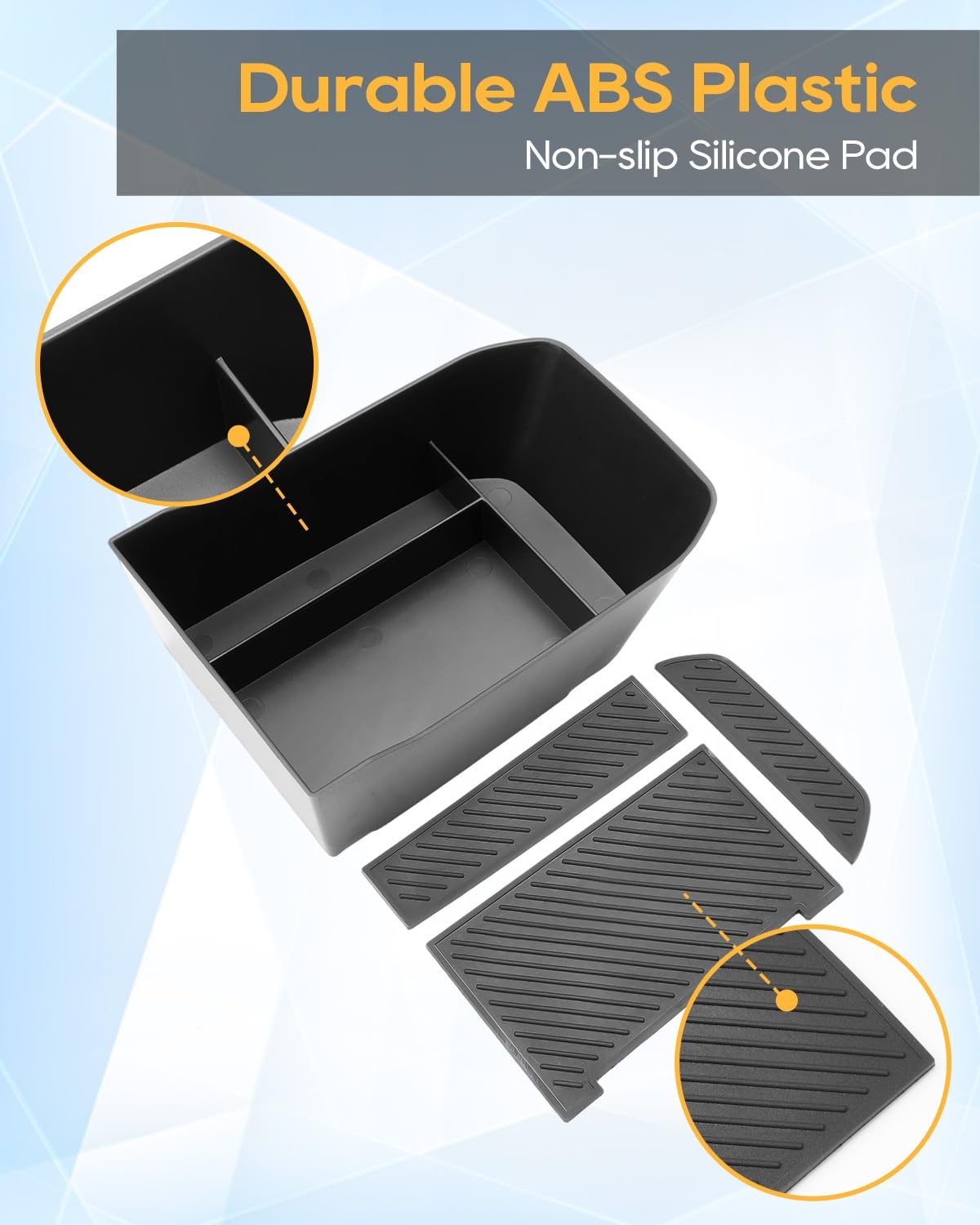 YEE PIN Compatible avec Kia EV4 GT Line/GT 2025, 2026, 2027, console centrale, boîte à gants, plateau de rangement avec tapis antidérapant, pour accessoires EV4 (avant)