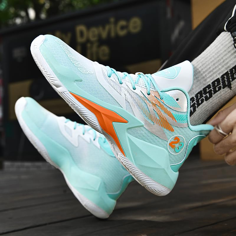 Image of Basketball Shoes for Womens Mens High Top Colorful Volleyball Fashion Breathable Sneakers Lace Up Sport Outdoor Lightweight Non Slip Shoe