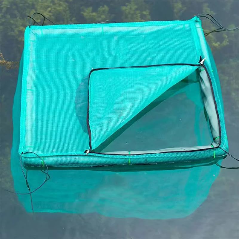 Lawaia Käfig Netz Fischfalle Fischnetz Faltbare Fisch Netz Tragbare Fischzucht käfig mit Abdeckung und Schwimmer Fischernetz für Teich, Fischzucht, Aquakultur