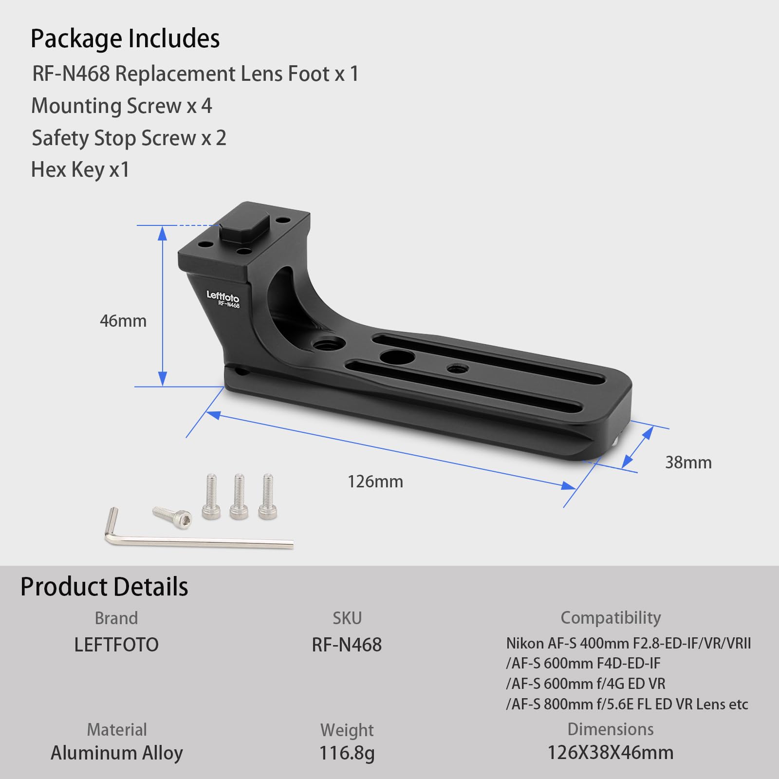 Amazon | Leftfoto 交換用レンズフット Nikon Nikkor AF-S 400mm F2.8