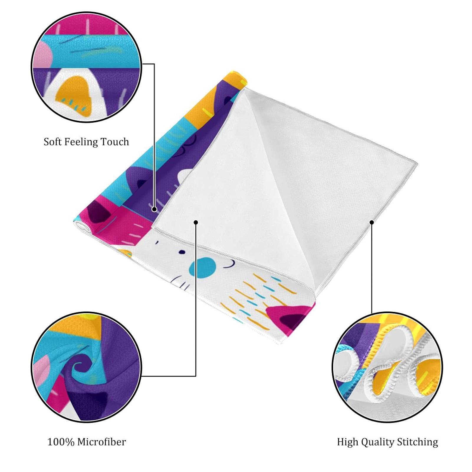 3 Serviettes Enfant Chat Mignon - Microfibre Douce - Piscine, Bain, Maison