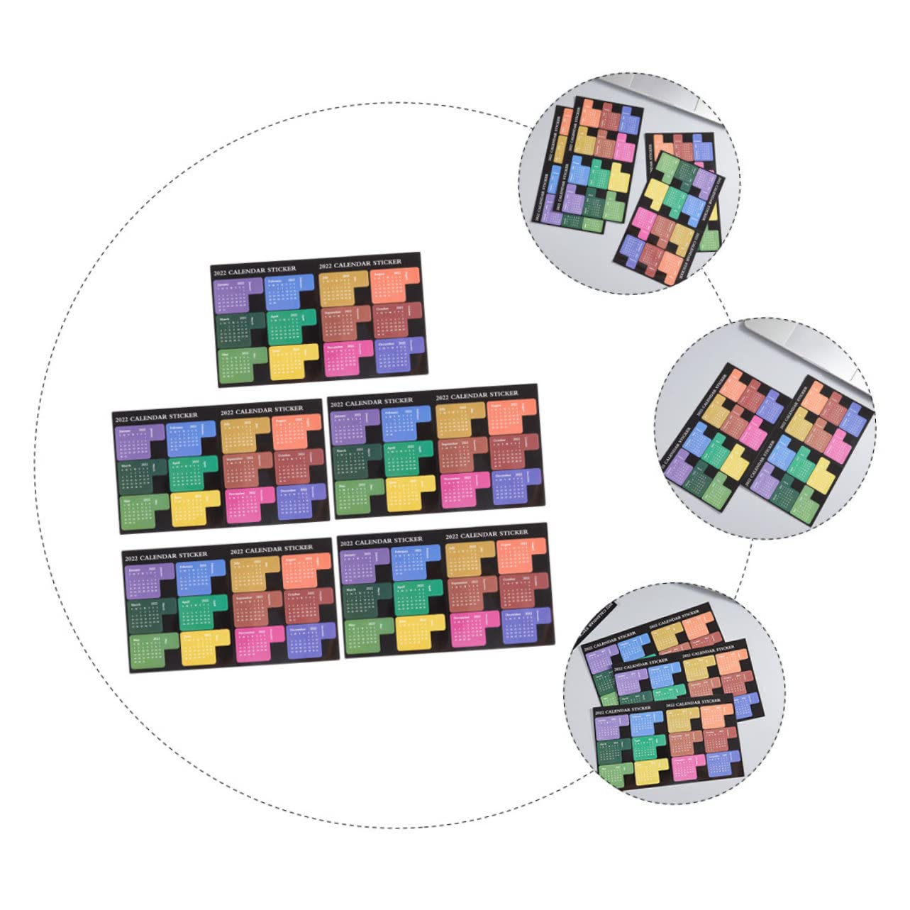 ARTIBETTER 4 Set Adesivi Colorati Per Mensili Etichette Pratiche Per Note Per Scuola E Ufficio Facili Usare E Resistenti All 5 Pezzi * 4