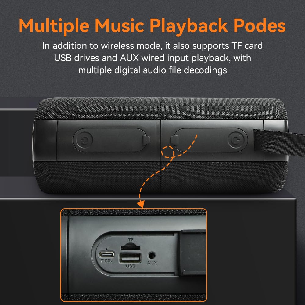 Altoparlante Bluetooth 2 in 1 con doppia divisione, 40 W, altoparlante portatile wireless con bassi profondi, impermeabile IPX6, Bluetooth 5.3, riproduzione 24h, suono stereo a 360° per casa