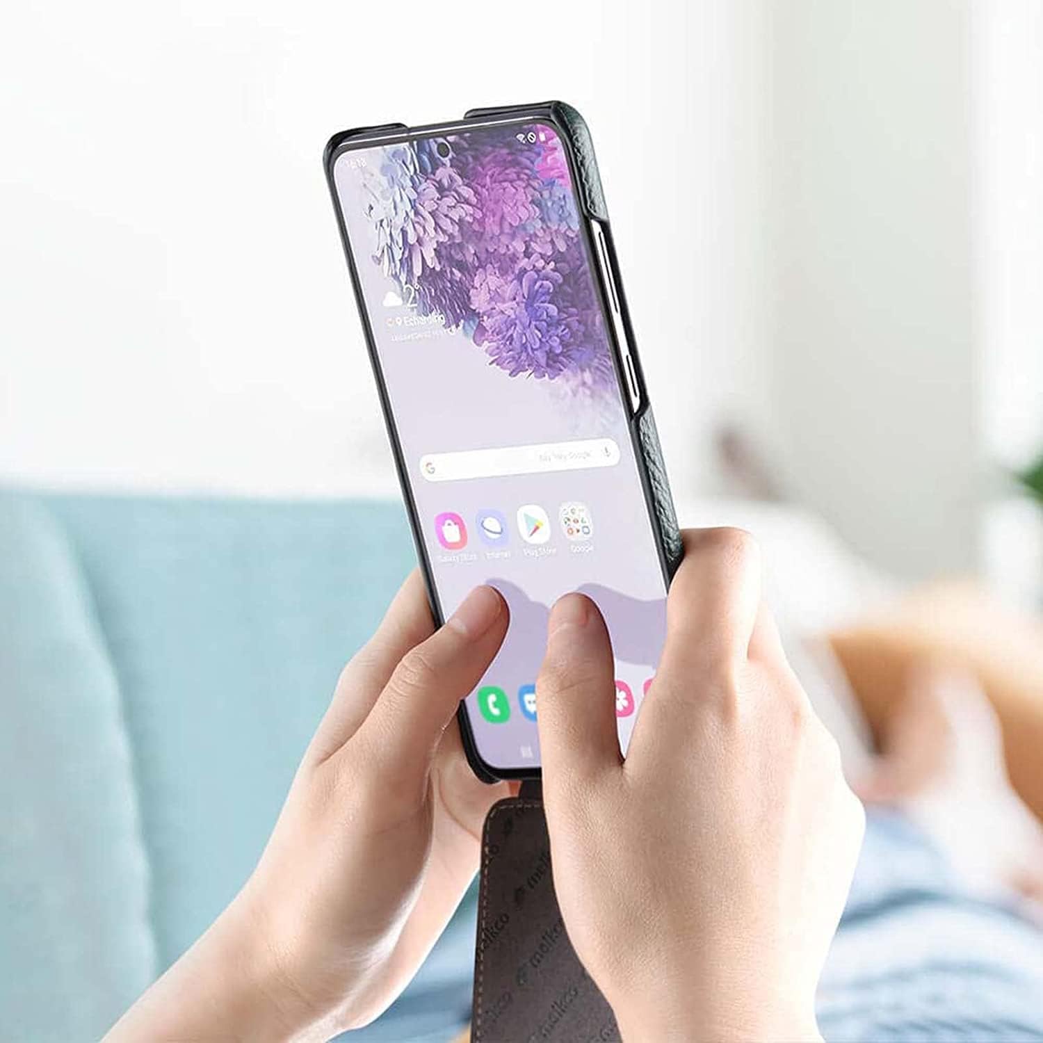 DAVNO Vertical Clamshell Genuine Leather Phone Holster, for Apple iPhone 13 Pro Max (2021) 6.7 Inch Lychee Pattern Folio Flip Cover Case (Color : Black)