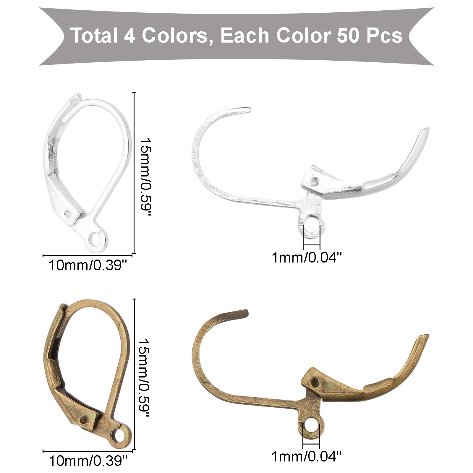 UNICRAFTALE 60 Pièces 2 Couleur Crochets Boucle D'Oreille à