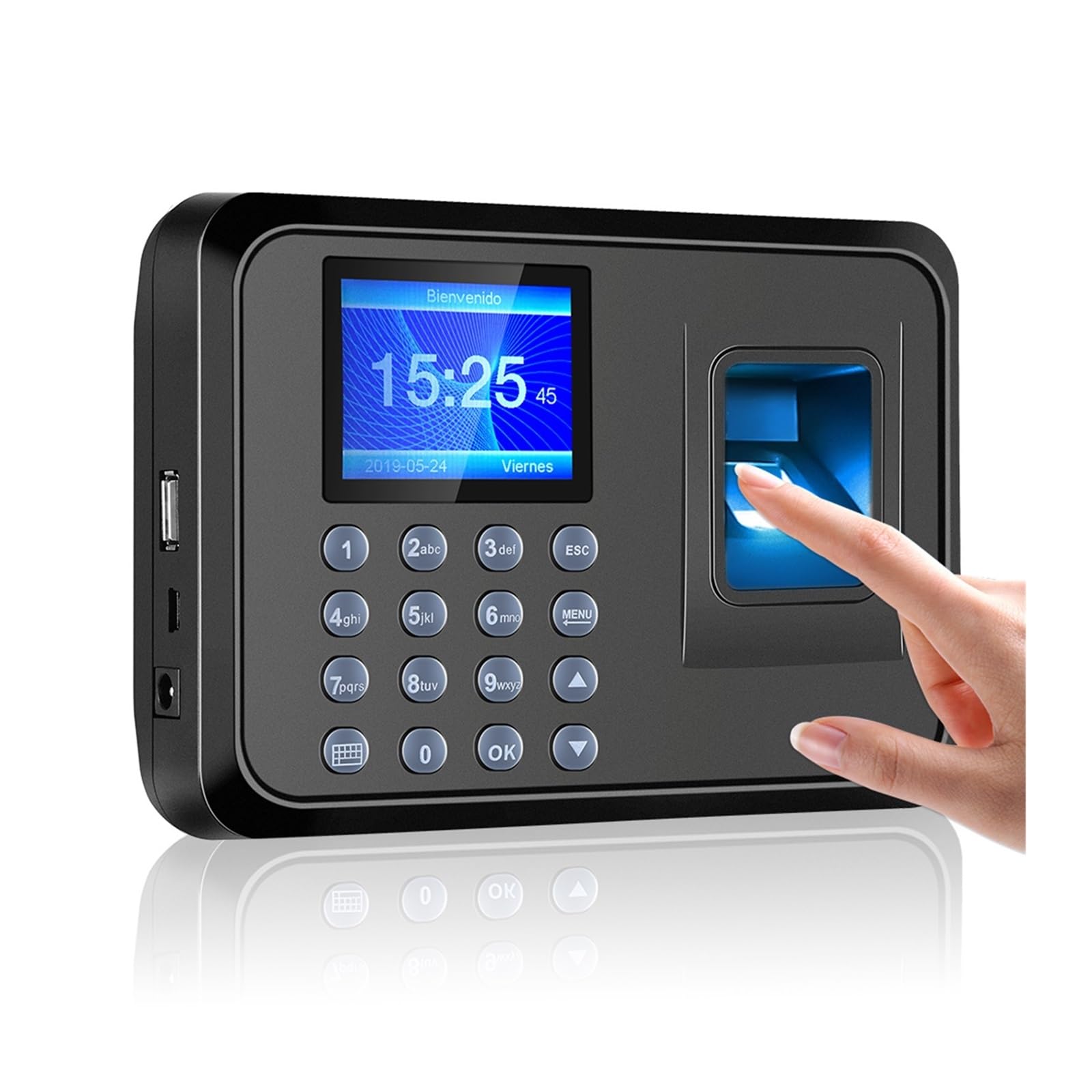 CVFRDD Biometric Fingerprint Password Recognition Device Attendance Machine Employee Checking-in Time Clock Recorder 2.4" LCD Screen