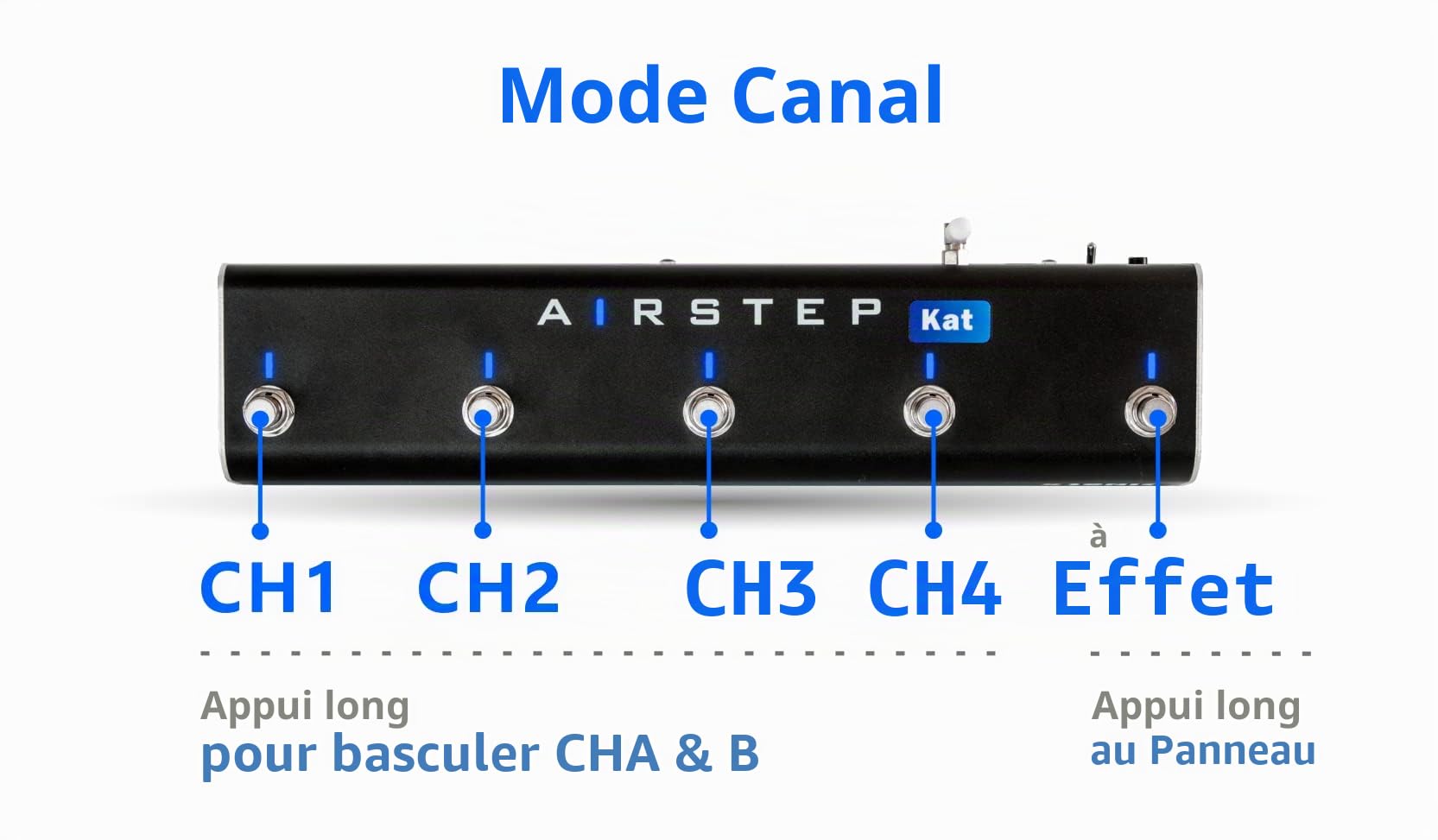 XSONIC Airstep Kat Edition Katana MkII & I Pédale avec 5 interrupteurs à pied, 2 modes de contrôle modifier le son de l'ampli avec l'application BTS pour iOS et Android, sans fil