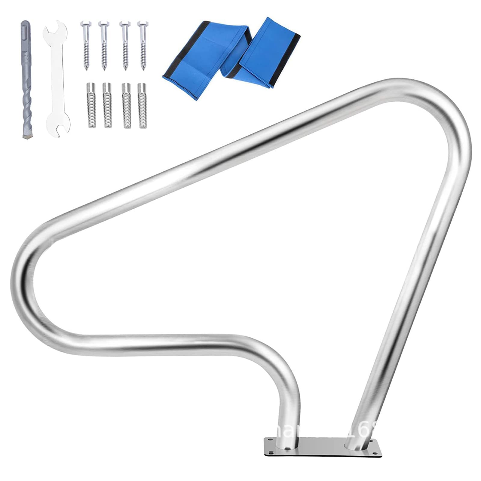 Sdgeryeeg Silver Handrail， Pool Railing Rail Swimming Handrails For Inground, Stainless Steel Safety Handrail With Accessories