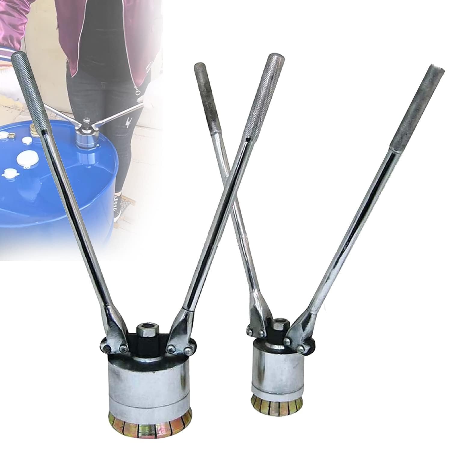 Drum Cap Seal Tool for 200L/53 Gallon Barrels - Crimping Machine for Oil Barrel Sealing - Compatible with 35mm & 70mm Cap Sizes