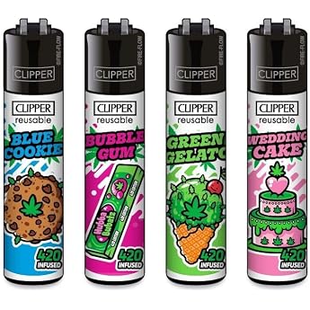 Clipper Set of 4 Sweeds #2 Lighters + 1 Sticker High Zombie