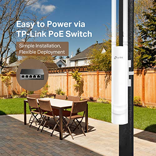 TP-Link EAP225-Outdoor Omada AC1200 Wireless Access Point – Waterproof, Dustproof, Lightening Protection, Seamless Roaming, Gigabit, PoE Powered, Free PoE Injector, Free Managing Software, White