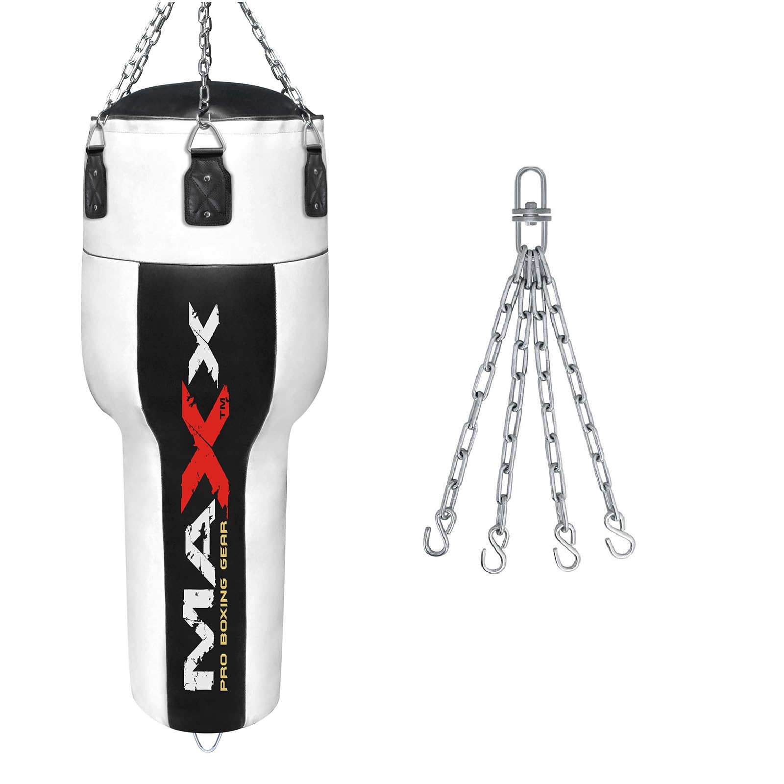 Maxx BLACK WHITE uppercut punch bag, body bag angled boxing bag Set heavy filled bag 4FT punching bag (BAG ONLY)