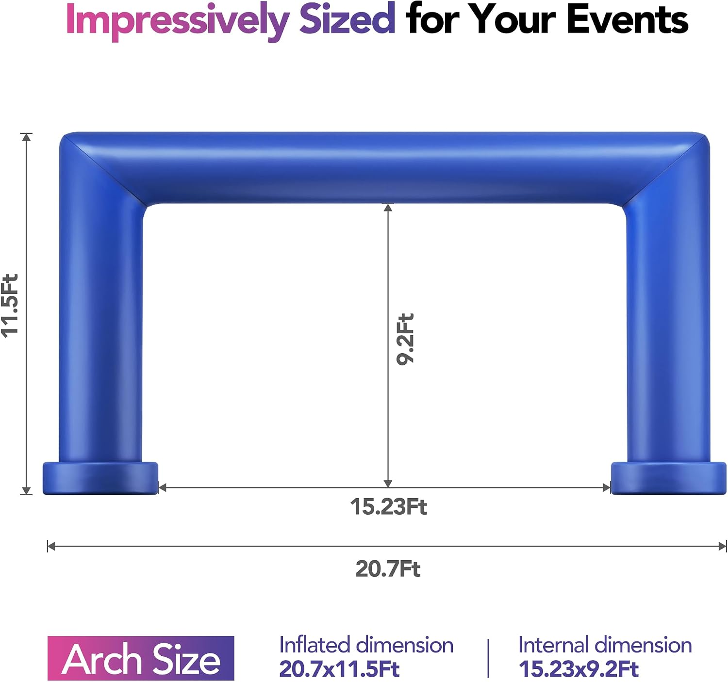 20Ft Square Inflatable Arch with Built-in Blower - Blue, Archway Recommended for Races, Marathons, Organized Events, Carnivals, Festivals, Parties