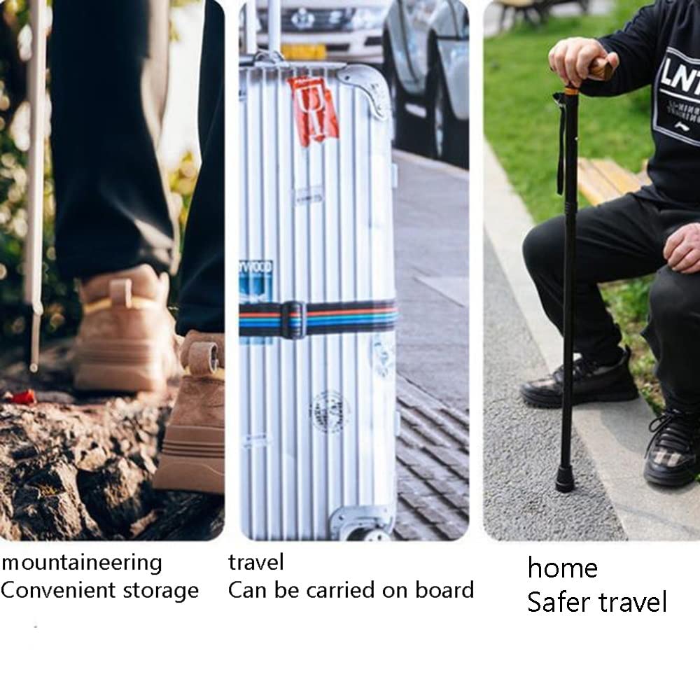 Bastones para Adultos Hombres Mujeres Personas Mayores, con Luces LED, Bastones Plegables, Ligeros, Ajustables, Independientes, Equilibrados, Estables (Color: Negro, Tamaño: Cuatro Patas)