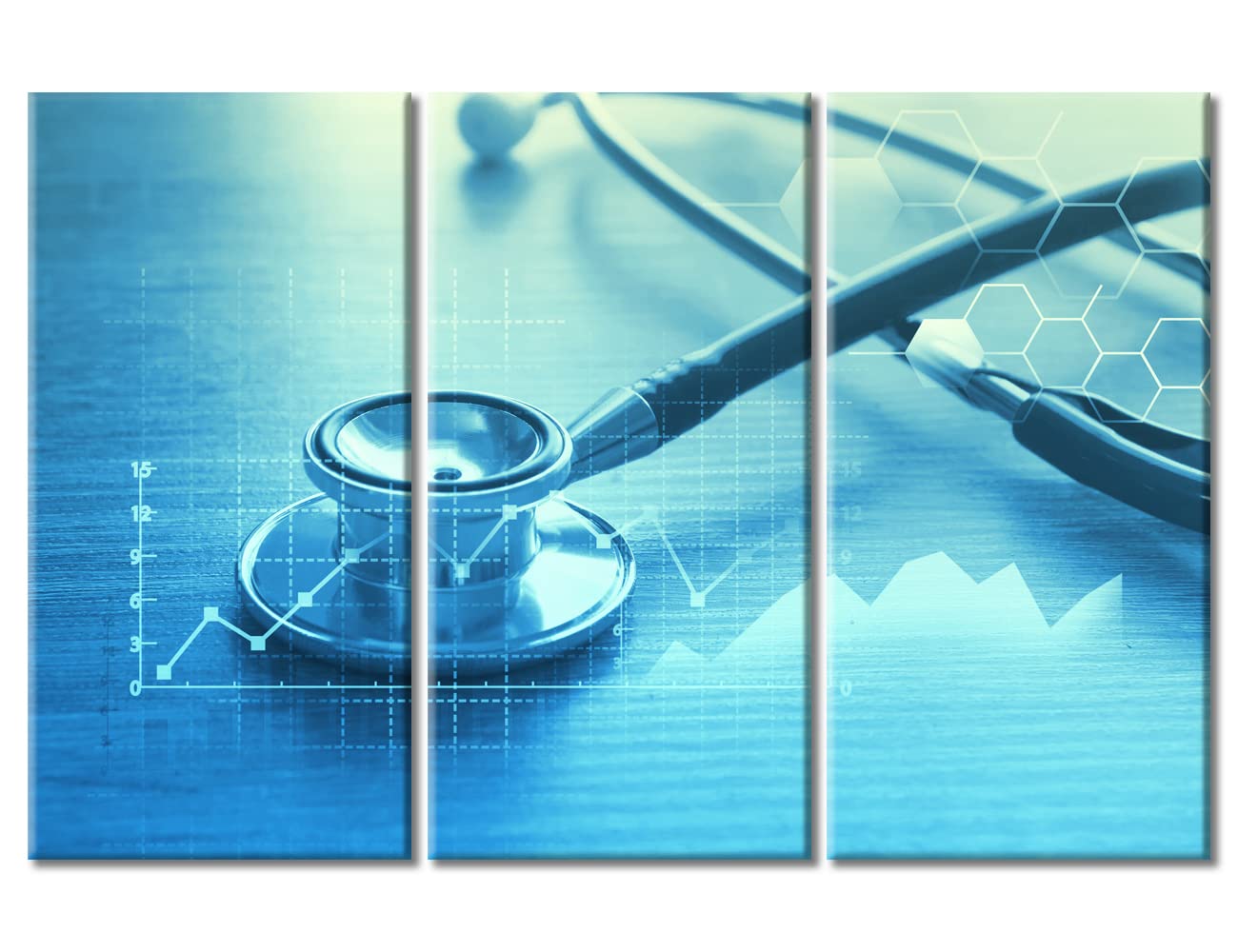 TUMOVO Medical Examination Modern Home Decor 3 Panels Medical Pictures Canvas Wall Art Clinical Laboratory for Bedroom, Living Room, Office. Stretched and Framed Ready to Hang, 60" Wx40 H