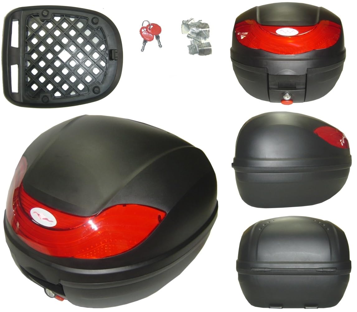 A-Pro Bauletto Baule Moto Scooter 30 Litri Borse Valigia Piastra Universale Nero Opaco