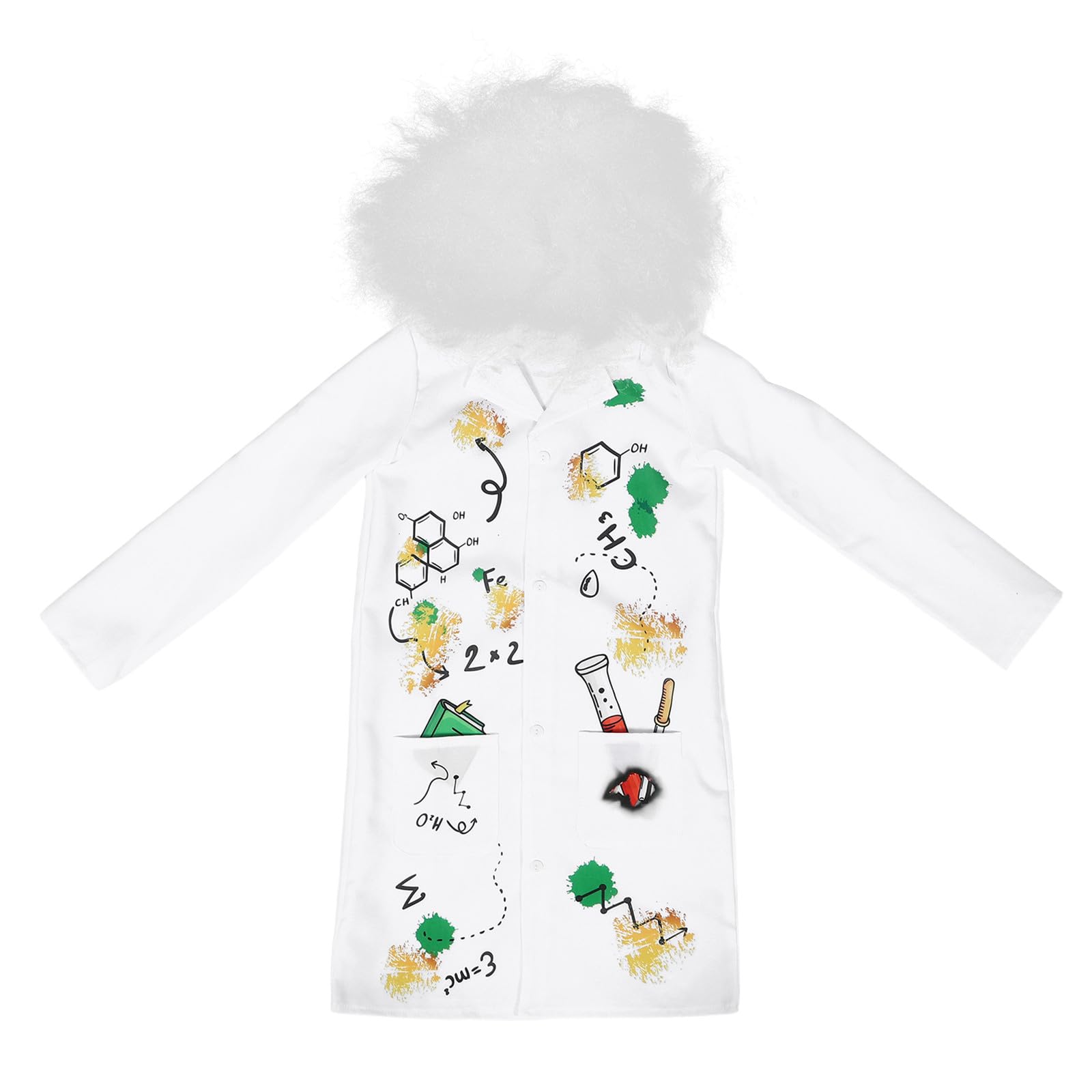 BESPORTBLE Camice da laboratorio per bambini, camice da dottore per bambini, costume da scienziato, vestito da dottore per, costume da scienziato con parrucca per e bambine