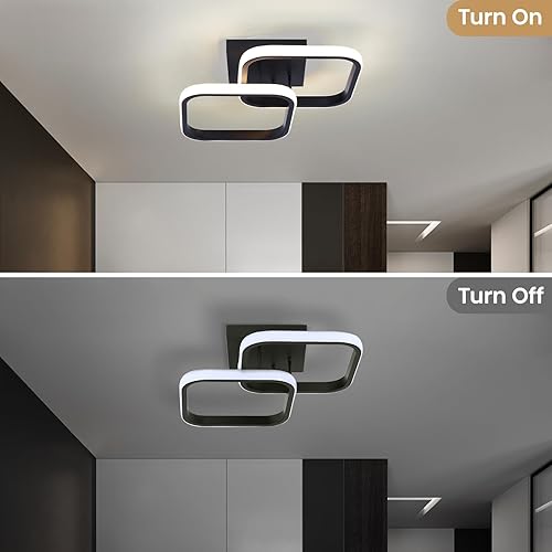 Miniatura 4 de CANEOE Lámpara de techo LED, 4500 K, moderna lámpara de pasillo, iluminación de techo, cuadrado negro, cerca de techo, para baño, dormitorio,