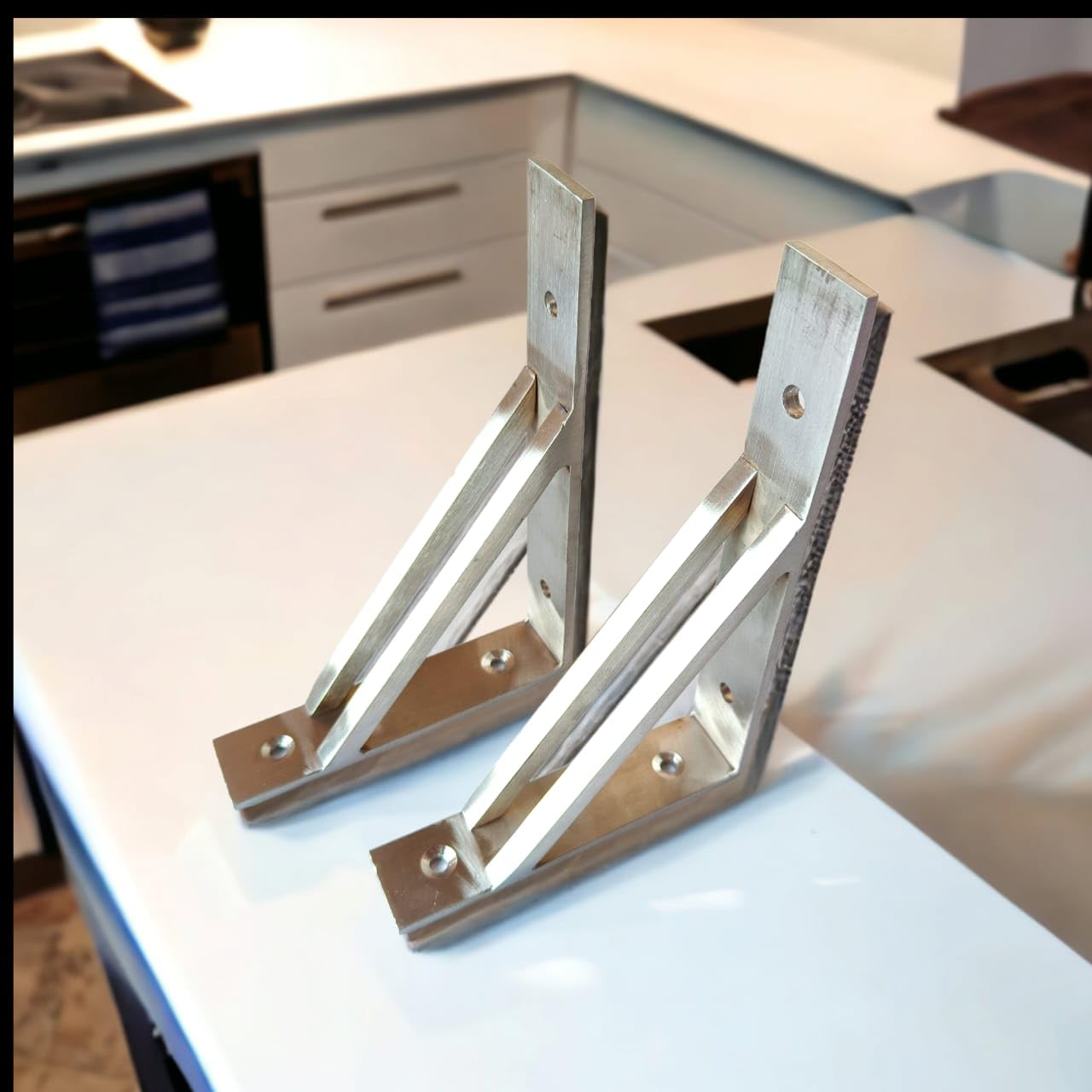VicTac Stainless Steel 4mm Thick Heavy Duty 6 inch Shelf Angle Brackets for Home Kitchen Office Bathroom Wall Mount Weight Capacity 50 kg 6" inch-image-33