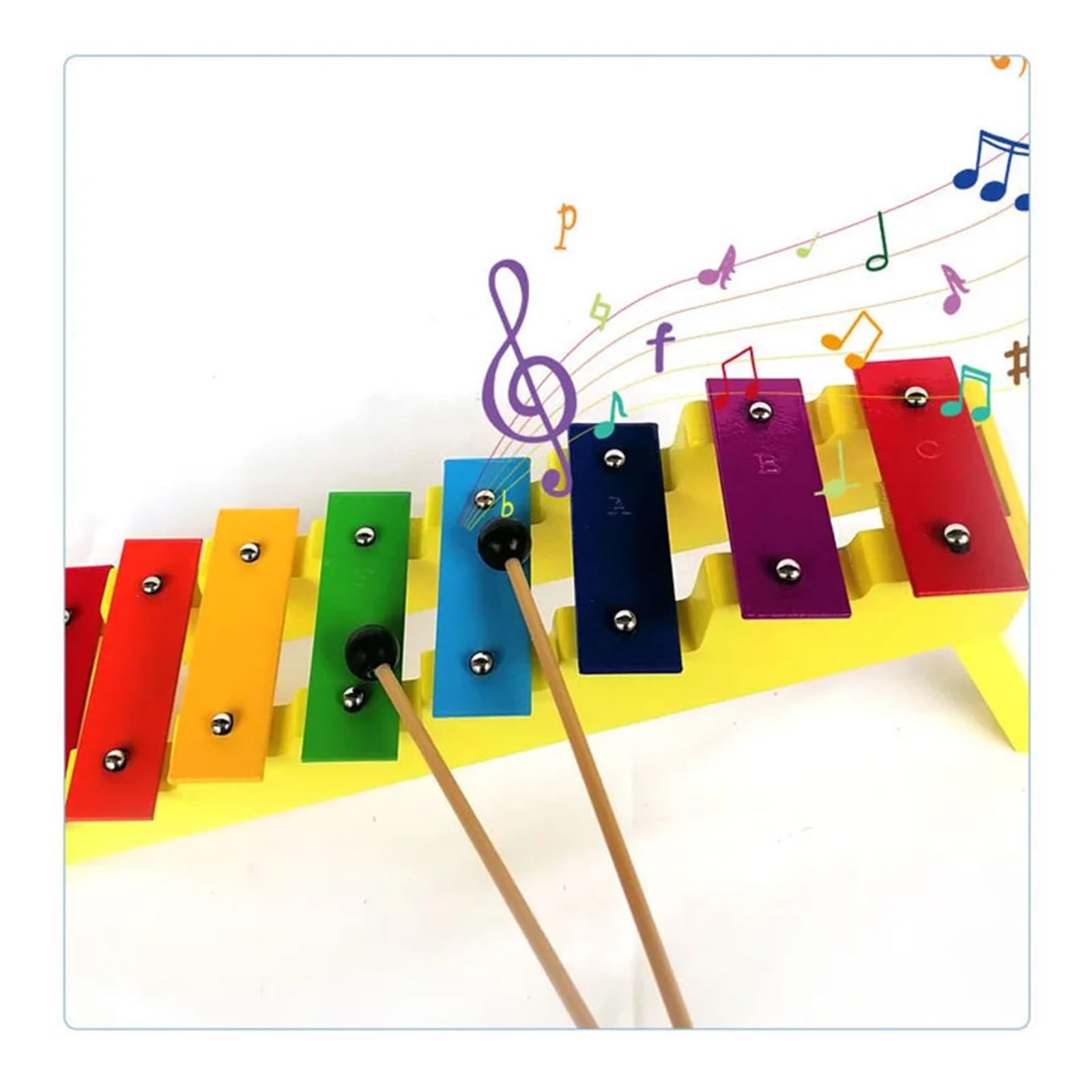 Xilófono Xilófono, instrumento musical con base escalonada de madera de 8 tonos(Red)