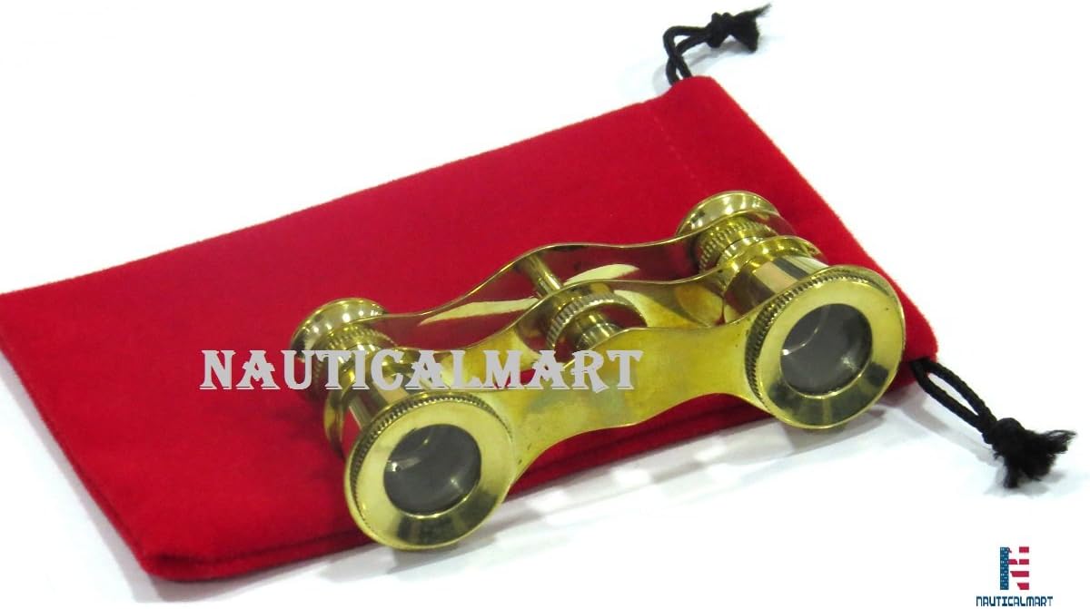 Brass Opera Glasses Theater Vintage Binoculars in Red Case