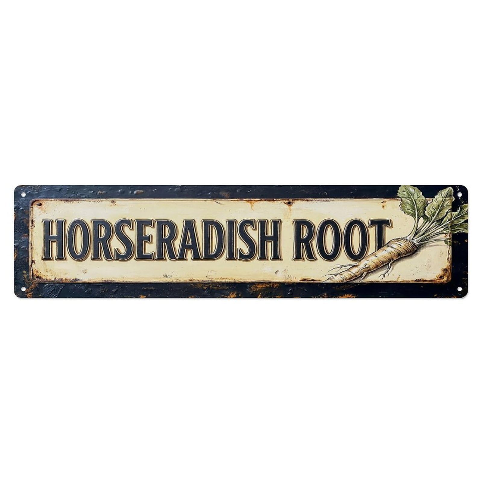 Vintage Horseradish Root Pungent Farmhouse Metal Tin Sign