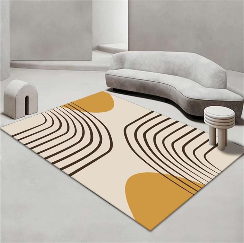 Tapis doux jaune 70x140cm de chambre garçon et salon lavable moderne