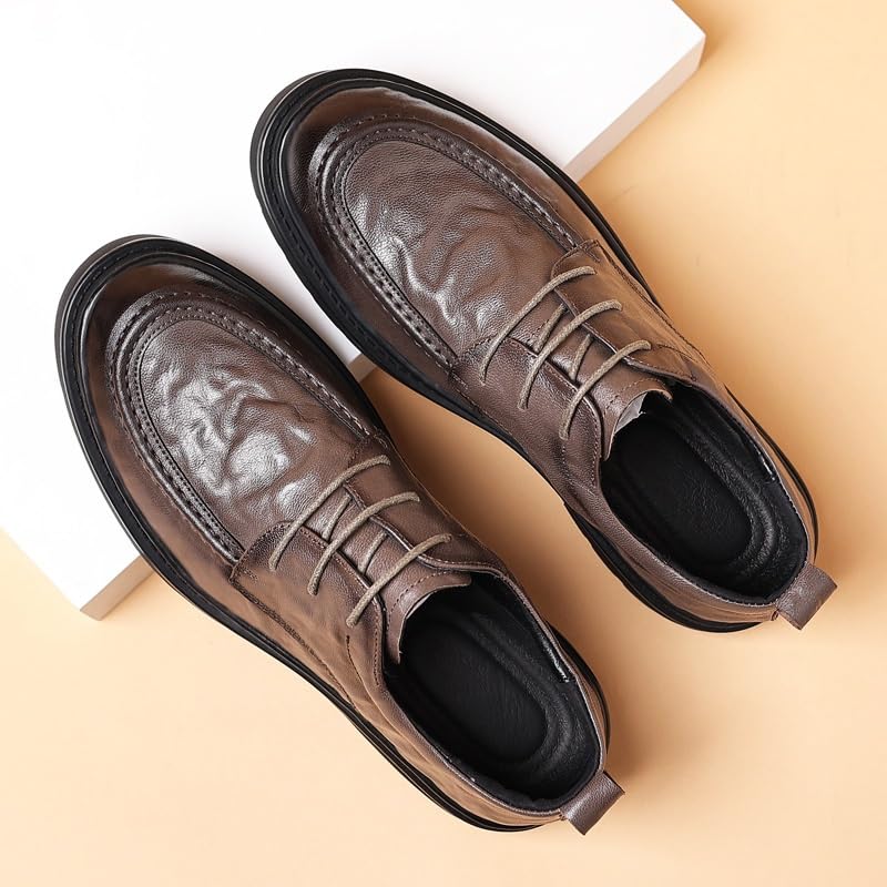 Men's Retro Oxford Shoes Chunky Heel Non-Slip Business Dress Shoes Fashion Lace-up Shoes Formal Shoes Working Leather Derby Shoes(7)3