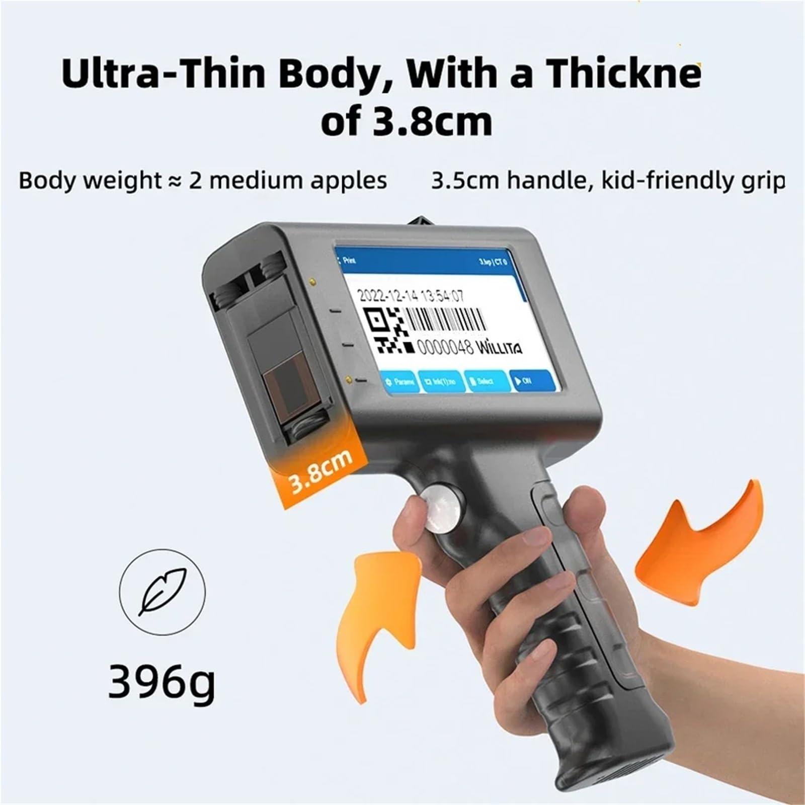 Imprimante Portable, Imprimante à Jet d'encre portative, Machine de marquage 12.7mm avec écran Tactile 4.3 Pouces for Codes-Barres d'étiquettes
