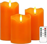 Vista 9 de Velas sin llama, juego de 3 velas LED parpadeantes de hoja de arce con control remoto y temporizador, velas LED regulables que funcionan